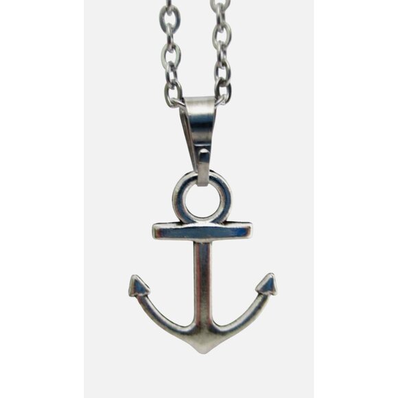 New Anchor Pendant Necklace 18" Stainless Chain - Nautical Layering Jewelry Gift - Picture 2 of 5